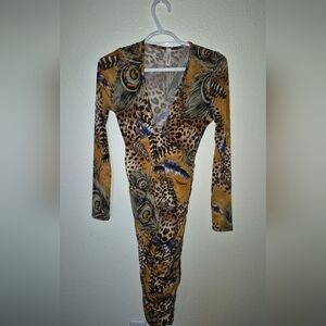 Animal Print Long Sleeve Dress